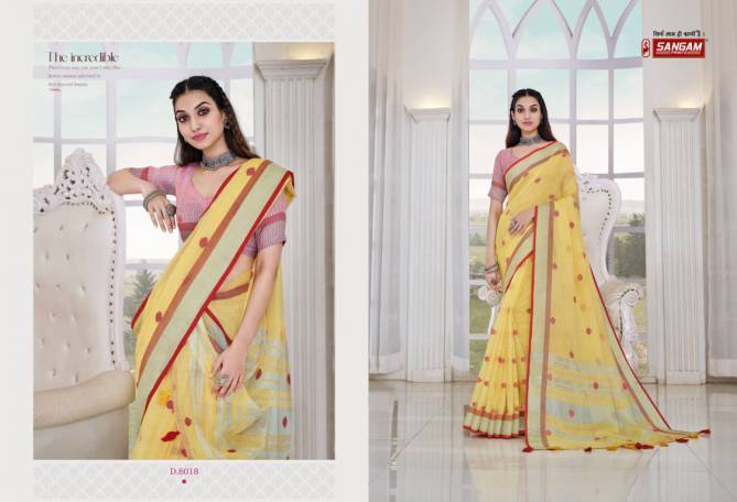 Sangam Aliaa Fancy Design Linen Festive Wear Embroidery Latest Saree Collection